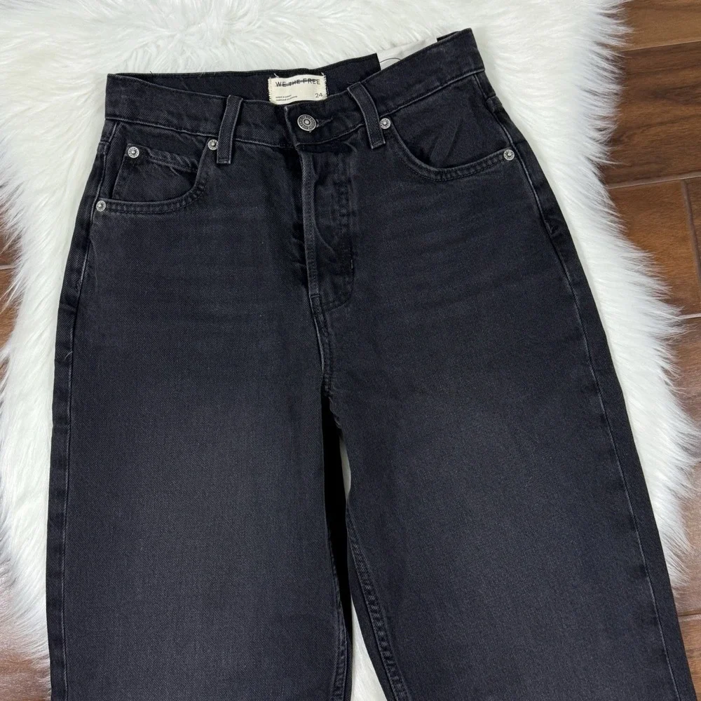 NEW We the Free People‎ Women's Size 24 Washed Black Cora Slouchy Denim Jeans